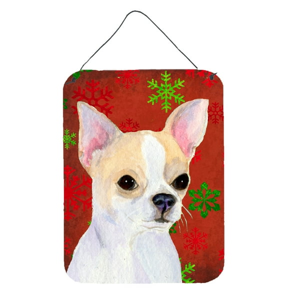 Chihuahua Red Snowflakes Holiday Christmas Wall or Door Hanging Prints