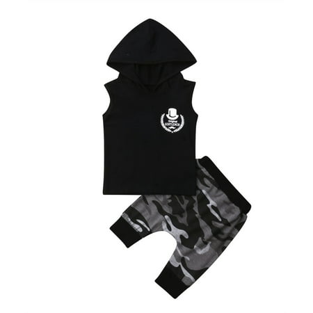 

Seyurigaoka Baby Boys Summer Sleeveless Hooded Vest and Camouflage Harem Pants