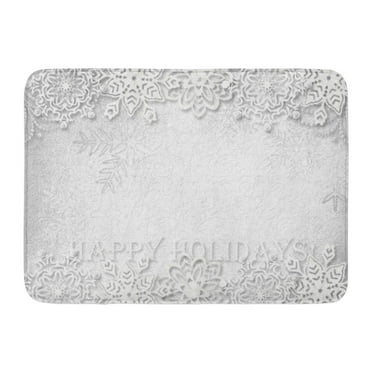 GODPOK Border Silver Christmas Snowflakes on White Holiday Happy Rug Doormat Bath Mat 23.6x15.7 inch