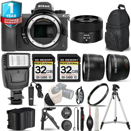 Nikon Z7 II Mirrorless Camera with 28mm f/2.8 Lens + Flash + 64GB + UV Filter + Backpack (International Version)