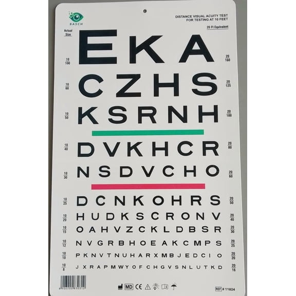 Snellen Visual Acuity Eye Chart for 10 Feet EKA