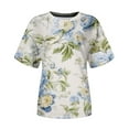 thumbnail image 5 of Dyegold Women's Summer Short Sleeve Tshirts Crew Neck Floral Printed Tunic Tees Trendy Casual Loose Plus Size Tops Blouse, 5 of 6