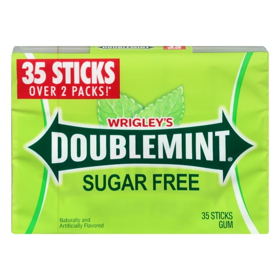 Pack of 2 Wrigley's Doublemint Sugar Free Chewing Gum Mega Pack, 35 pc (Package May Vary)