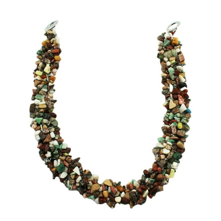 Wide Mixed Stone Bead Necklace