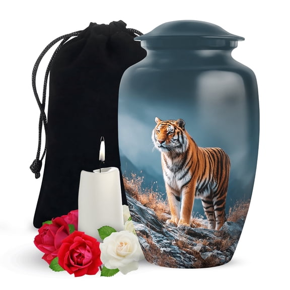 Yatskia Mountain Tiger Decorative Memorial Urns for Human Ashes Adult Men and Women, Large Cremation Urn for Ashes Adult, (Classic Large, 10 Inch)