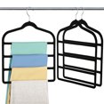 thumbnail image 4 of Flocked Pants Hanger (Black 5pcs), 4 of 14