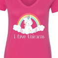 thumbnail image 4 of Inktastic I Love Unicorns Women's V-Neck T-Shirt, 4 of 5