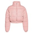 thumbnail image 2 of Antinious Womens Outerwear Solid Slim Quilted Full Zip Jacket Puff Collar Stretchy Linen Fabric With Zipper Pockets,Jackets for Women Trendy,Casual Winter Coats for Women,Pink,L, 2 of 5