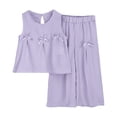 thumbnail image 1 of DXOUPM Girls Clothes Set Bow Crew Neck Sleeveless T Shirt Wide Leg Pants Trendy Summer Outfits, 1 of 3