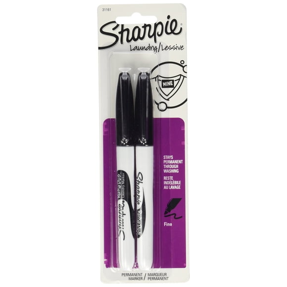 Rotuladores de lavandería Sharpie Rub-A Dub Black, paquete de 2