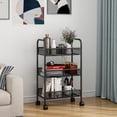 thumbnail image 6 of Simple Trending 3-Tier Mesh Rolling Kitchen Storage Cart, Black, 6 of 6