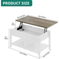 thumbnail image 2 of Lift Top Coffee Table with RGB Light, 3-in-1 Coffee Table with Power Outlets, Hidden & Open Storage, Adjustable Height, Wooden Dining Table for Living Room, Home Office, 2 of 15