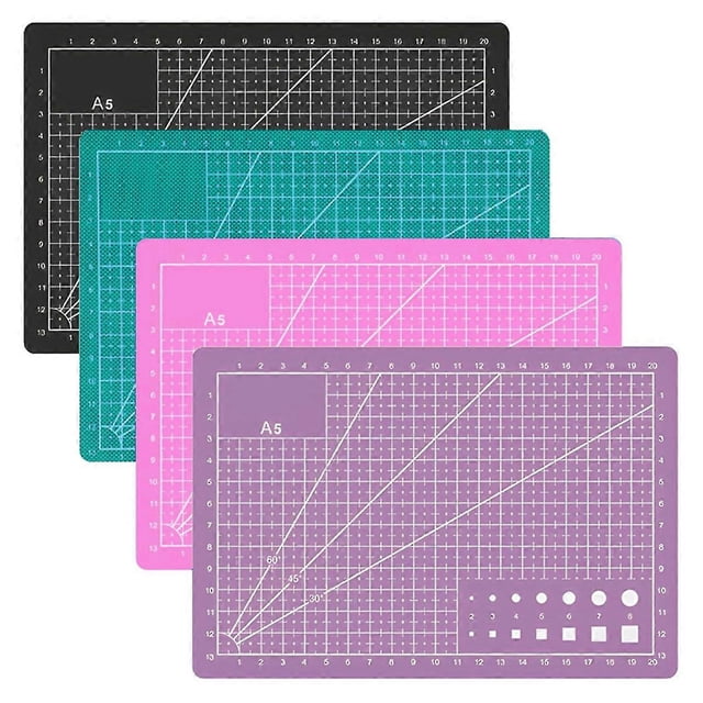 Cutting Mat for Craft (4 PCS), A5 Rotary Cutting Mats with Grid Lines, 5.9x8.7 Inches PVC Craft Cutting Pad Set