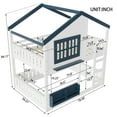 thumbnail image 4 of Full Size Bunk Bed with Window and Bookshelf, Wooden House Floor Bunk Bed with Fence and Ladder, Space Saving Design, No Box Spring Needed, Blue, 4 of 8