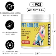 Dog Hair Dye, 4 Color Pet Hair Dye, Pet Safe Dye, Dog Hair Coloring Agent, Fashionable DIY Pet Grooming Easy to Use Pet Hairs Dye Permanent for Pets Grooming (4 Colors, 3.5 fl oz / 100 ml)