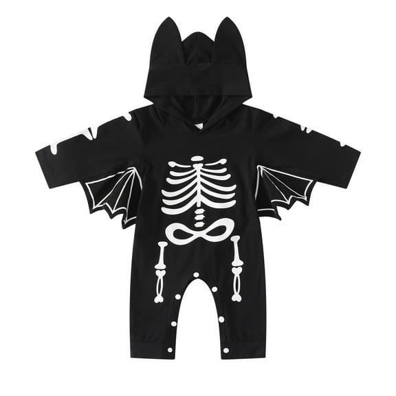 LWNYDPLSD Halloween Outfit Toddler Boy Skeleton Bodysuit Christmas Outfits for Toddler Girls Kids Clothes Boys Size 7-8 Little Girls Clothes 6-12, Black 0-3 Months