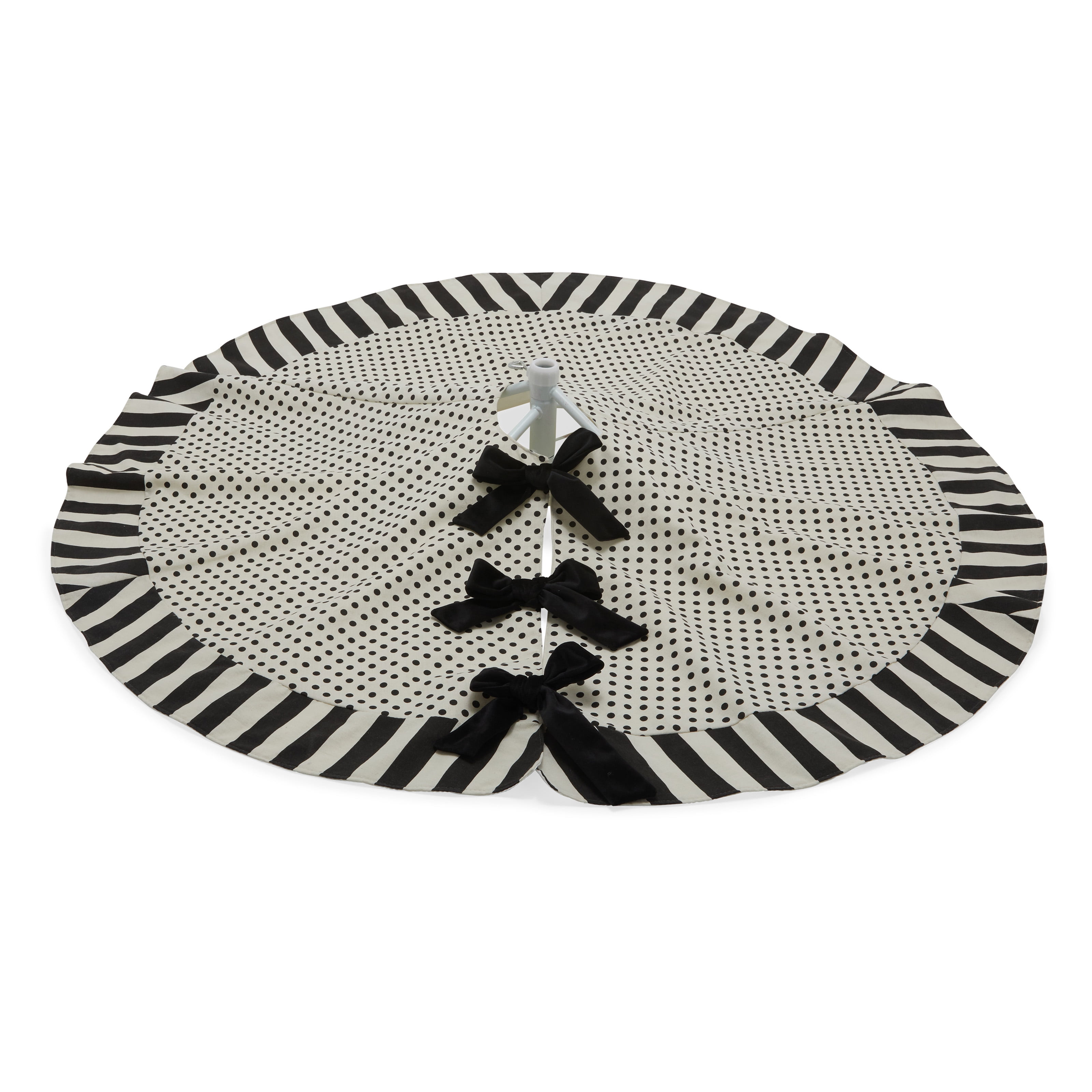 Belham Living Polka Dot Stripe Tree Skirt Black And White Walmart Com Walmart Com