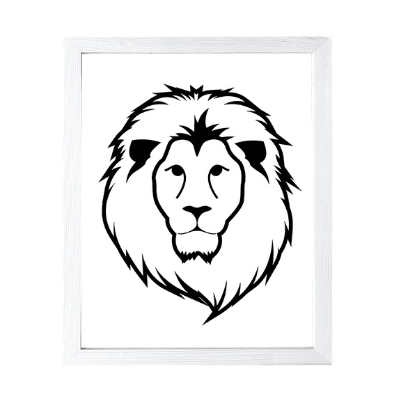 Designs ByLITA Lion Outlined version, 8 x 10 White Wall Print Animals (Framed) | Family Presents | Bedroom | Stylish Kindergarten Decor