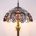 thumbnail image 5 of Tiffany Floor Lamp Glam LED Bright Antique Standing Reading Light 64" Tall Blue Purple Stained Glass Shade Boho Industrial Bronze Pole Vintage Base Kids Bedroom Living Room Farmhouse Office, 5 of 7