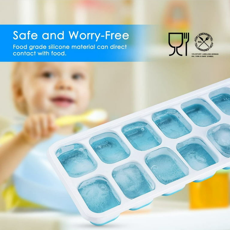 Select4U Ice Cube Trays with Lid BPA Free, 4 Pack 56 Ice Easy Release  Flexible Silicone Ice Cube Tray Stackable No Spill Ice Tray Dishwasher Safe  for