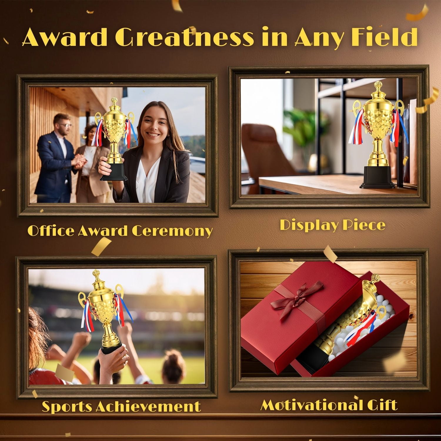 Gold Trophy Award - 17 Inch Large Trophy Cup for Awards, Sports, Competitions, Tournaments, & Parties, Perfect Gift for Champion Winners & League Achievements