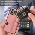 thumbnail image 6 of SaniMore Case for iPhone 13 Pro, PU Leather Durable [Back Card Slots] Wristlet Kickstand Buckle Protective Bumper Cover Shockproof Anti-fall/Anti-scratch for Ladies, Pink, 6 of 11