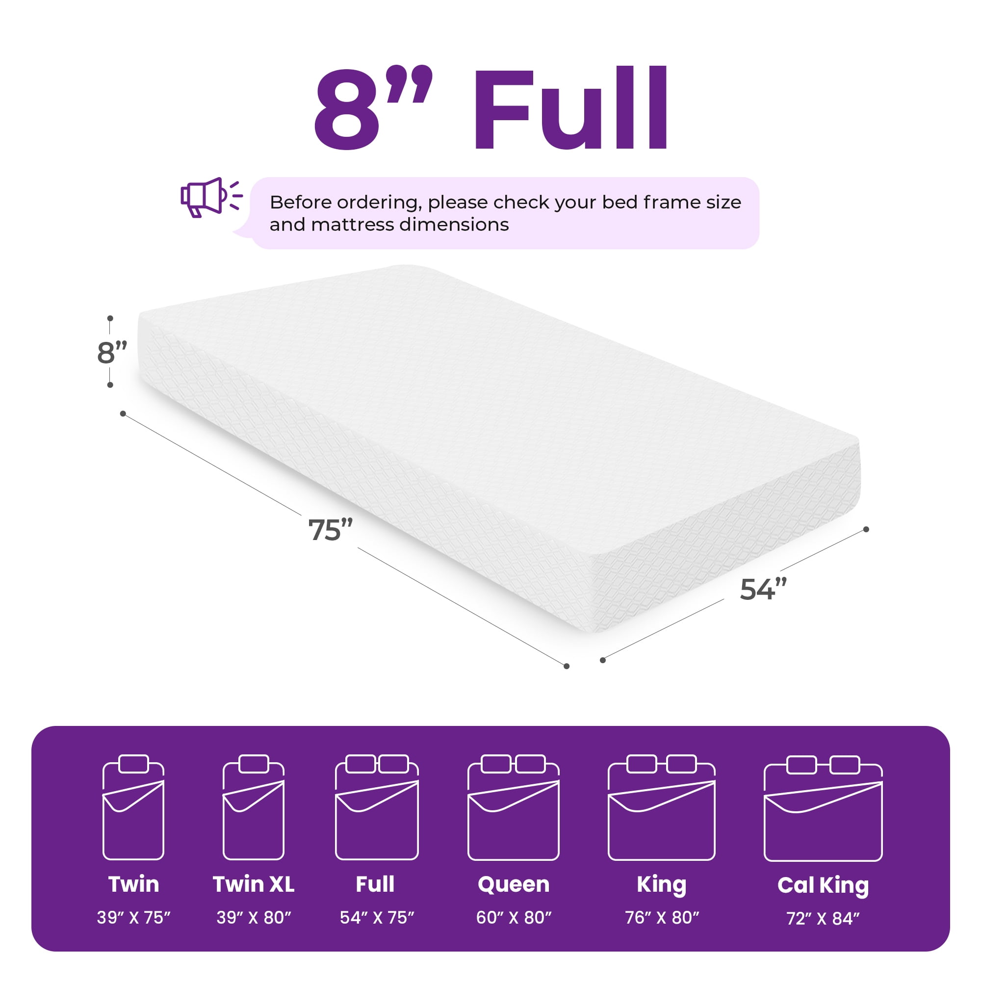 GAESTE 8 Inch Full Cooling Gel Memory Foam Mattress for Cool Sleep Medium Firm CertiPUR-US Certified Foam, Mattress in a Box Pressure Relief Removable Cover No Fiberglass (Full, 8 in)