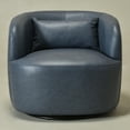 thumbnail image 3 of 34" Wide Swivel Faux Leather Armchair No Assembly Upholstered PU Leather Swivel Accent Chairs with Toss Pillow for Living Room Office Lounge (Navy, Single), 3 of 15