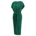 thumbnail image 4 of Vestido Vestido plisado sexy para mujer Vestido midi elegante con cuello en V Vestido de fiesta club (Verde M) Ygjytge Verde T M para Mujer, 4 of 8