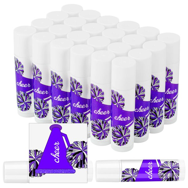 Bálsamo labial Suttmin Pom Pom Cheer Team, 24 unidades, para regalo, color morado