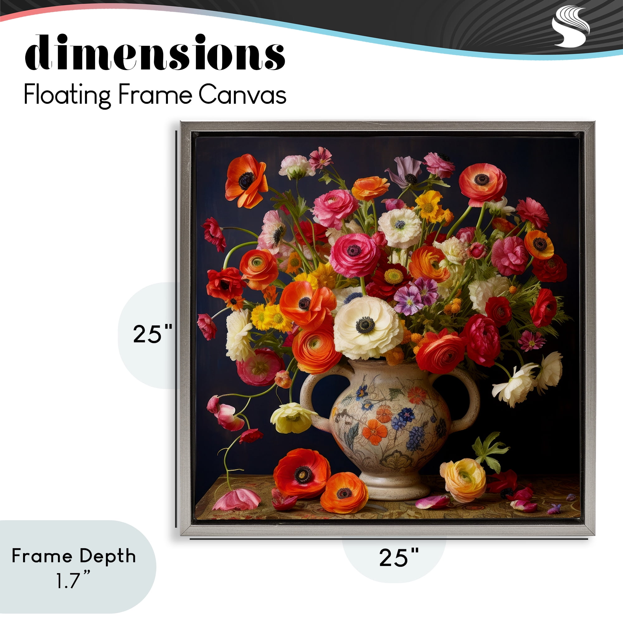 Stupell Industries Harmonious Bouquet Composition Gray Framed Floater Canvas Wall Art, design by Lazar Studio