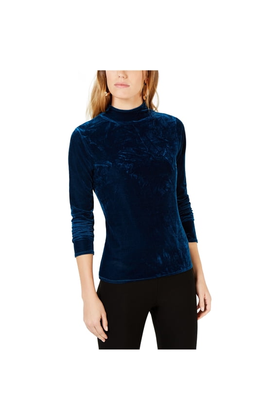 Womens Velvet Front Pullover Blouse, Green, X-Large
