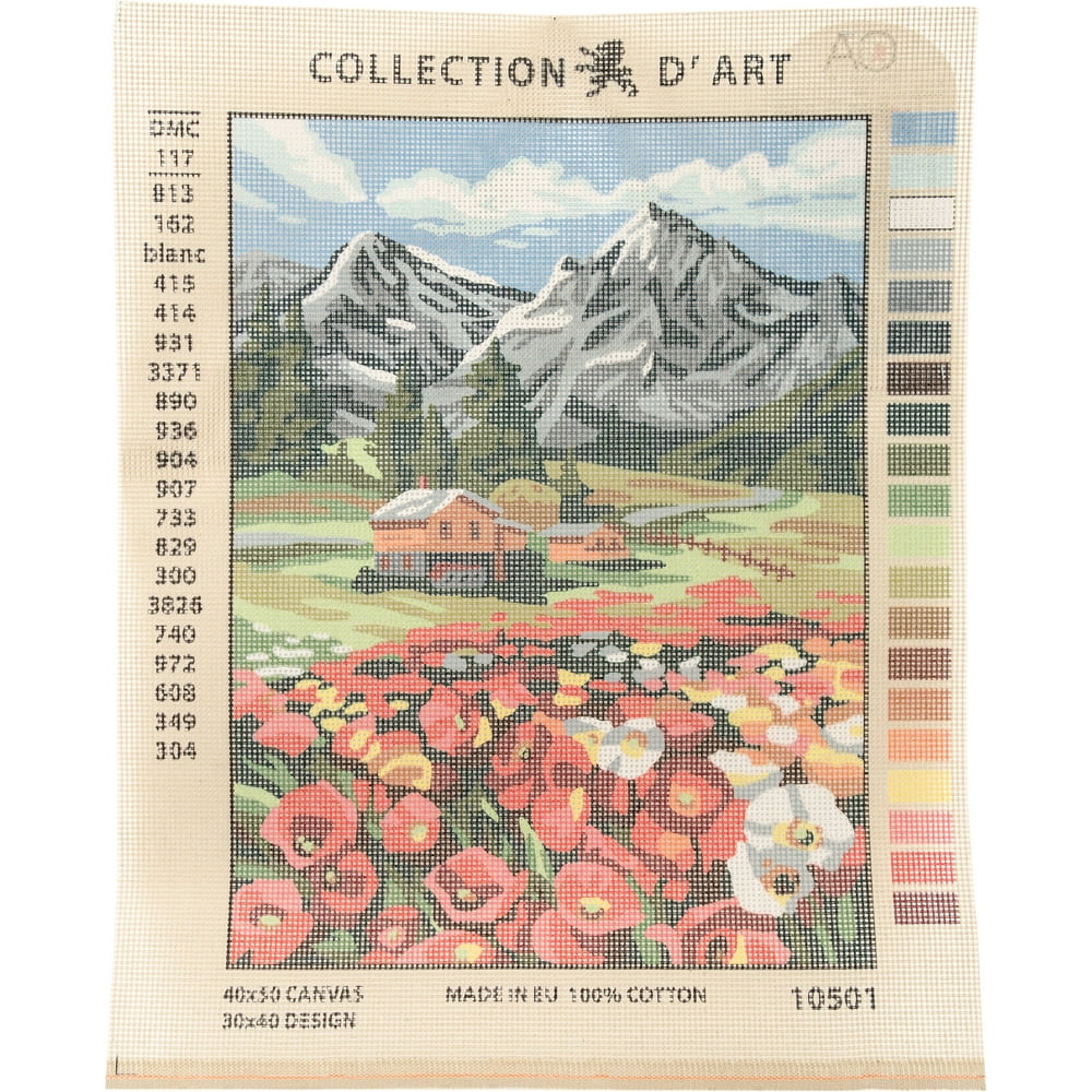 Collection D'Art Needlepoint Printed Tapestry Canvas 40X50cmPoppies In