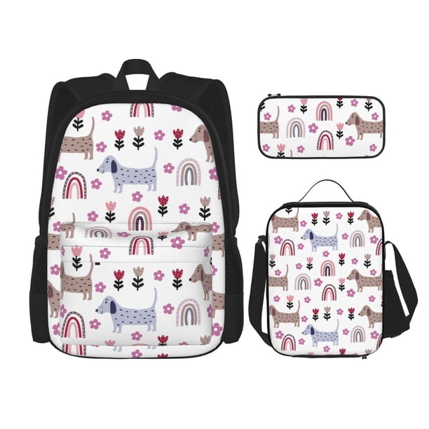Balery Cute Dog Mochila Escolar 3 en 1 para Niños - Mochila Resistente con Lonchera Térmica y Estuche - Mochila Escolar para Niños y Niñas