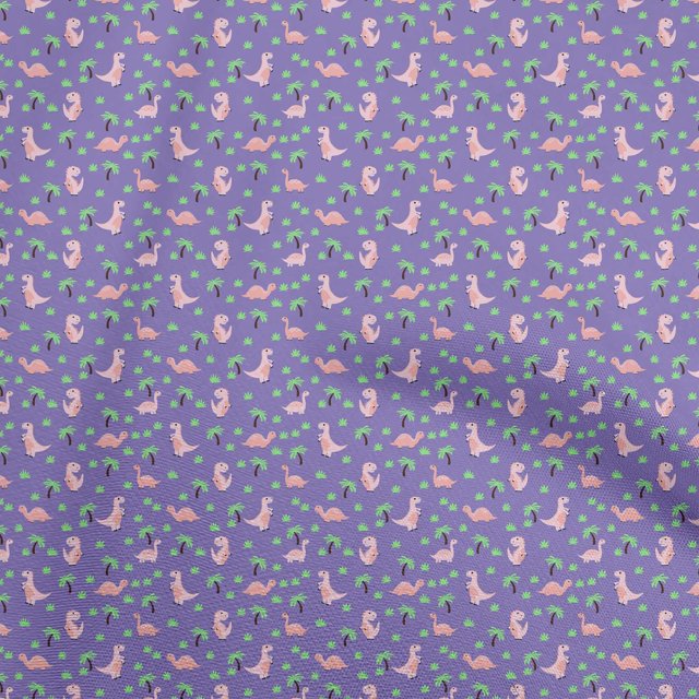 oneOone Polyester Spandex Violet Fabric Colorful Dinosaur Cartoon Sewing Craft Projects Fabric Prints By Yard 56 Inch Wide