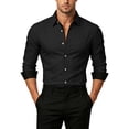 thumbnail image 5 of Long Sleeve Shirts for Men Slim Fit Collar Tshirts Dressy Button Down Work Tops Lightweight Business Casual Tee Shirts Black XL, 5 of 8