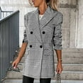 thumbnail image 5 of IROINNID Women's Blazer Coat Long Sleeve Plaid Peak Lapel Surplice Neck Outwear, Leisure Business Attire Plaid Cardigan Coat, 5 of 9