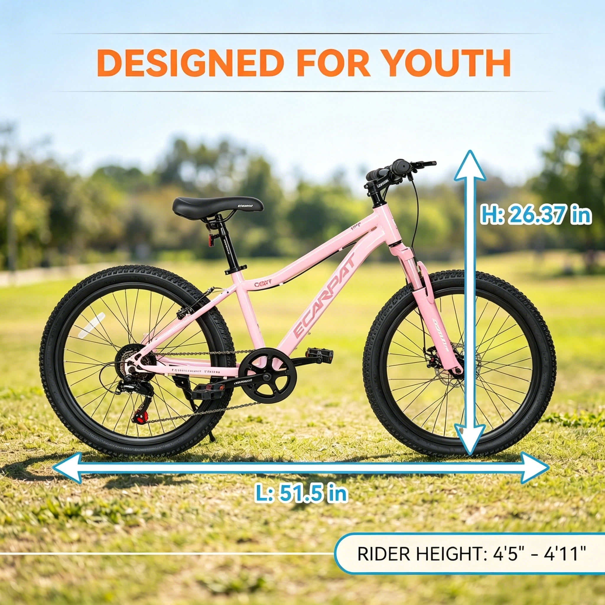 Ambifirner Mountain Bike 24 Inch For Women : Dual Disc Brakes 7 Speed Mountain Bike, Front Suspension ,Comfort Saddle