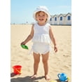 thumbnail image 4 of BemeyourBBs Toddler Baby Girl 3 Piece Swimsuit Set Summer Beach Swimwear Infant Bathing Suit Sleeveless Eyelet Ruffle Bikini Tops Bottoms and Sun Hat, 4 of 9