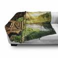 thumbnail image 3 of Nature Soft Flannel Fleece Throw Blanket, Wooden Country House by the Lake with Horizon Background Village Rural Life View, Cozy Plush for Indoor and Outdoor Use, 70" x 90", Multicolor, by Ambesonne, 3 of 6