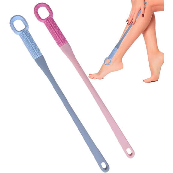 2 Pcs Toe Cleaning Brush,Happon Long Handle Toe Brush,Foot Scrubber for Shower, Silicone Foot Brush,Foot Washing Brush for Seniors/Pregnant