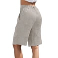 thumbnail image 3 of Amazhiyu Womens Pure Linen Summer Casual High Waisted Bermuda Shorts for Lounge Beach, 3 of 7