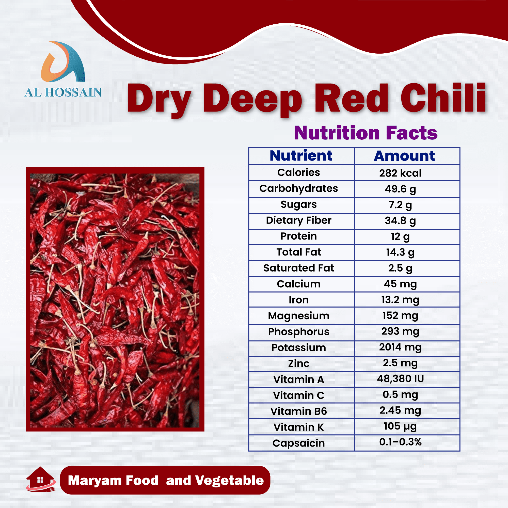 Al Hossain Natural Guatemalan Dry Deep Red Chili – Whole – Bulk 11 LB (176 oz / 5kg) | Spicy, Aromatic & Vibrant | Ideal for Cooking, Seasoning, Sauces & Pickling | Non-GMO, Gluten-Free, Vegan