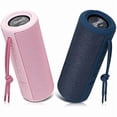 thumbnail image 1 of wonima11 X21 Dual Portable Bluetooth Wireless Speakers Waterproof for Stereo Sound with FM Radio, Micro SD Card, Aux-in, IPX6, 30W for Outdoor, Home, Office, Party and Travel (Pink + Blue)…, 1 of 1