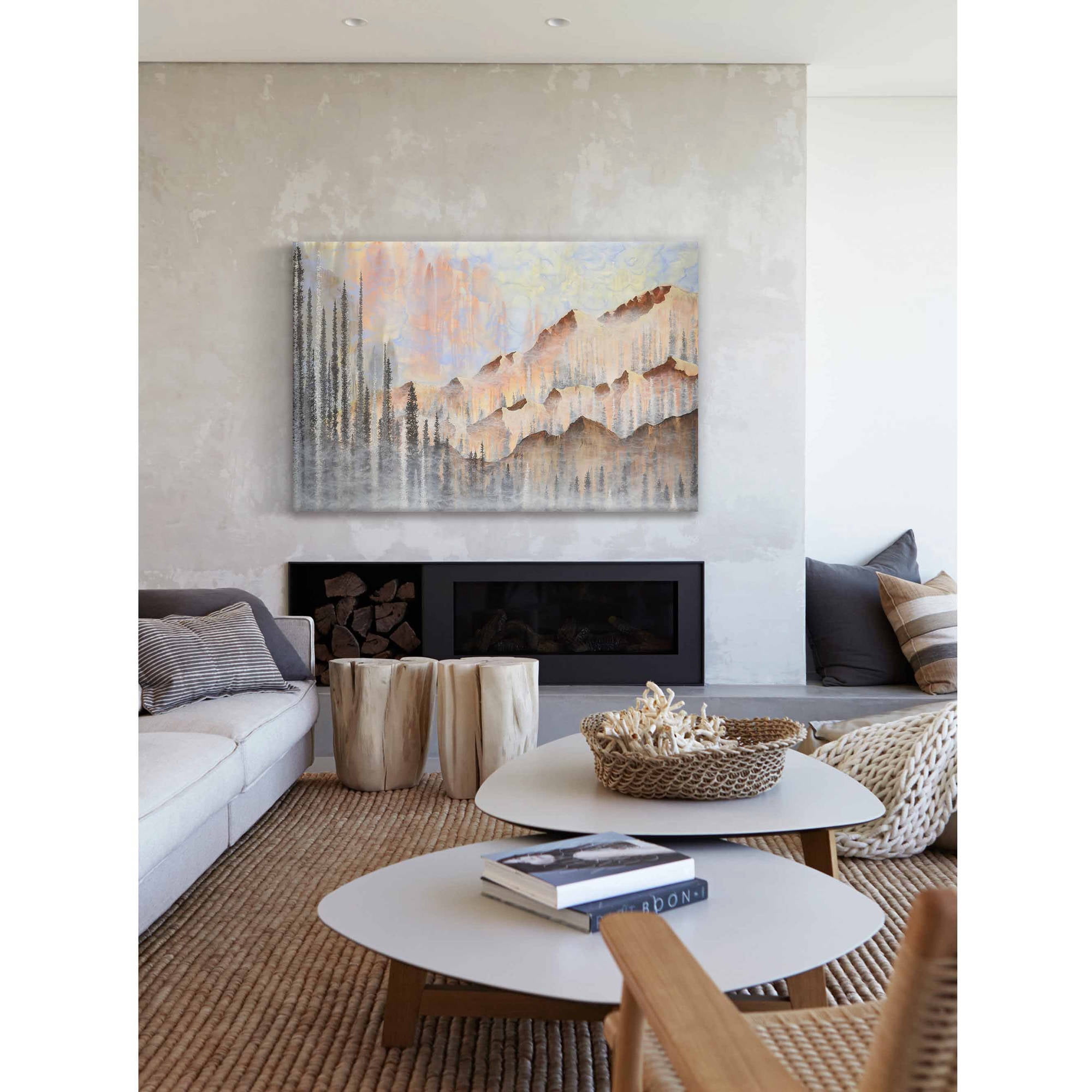 "Dawn in the Mountains" Painting Print on Wrapped Canvas