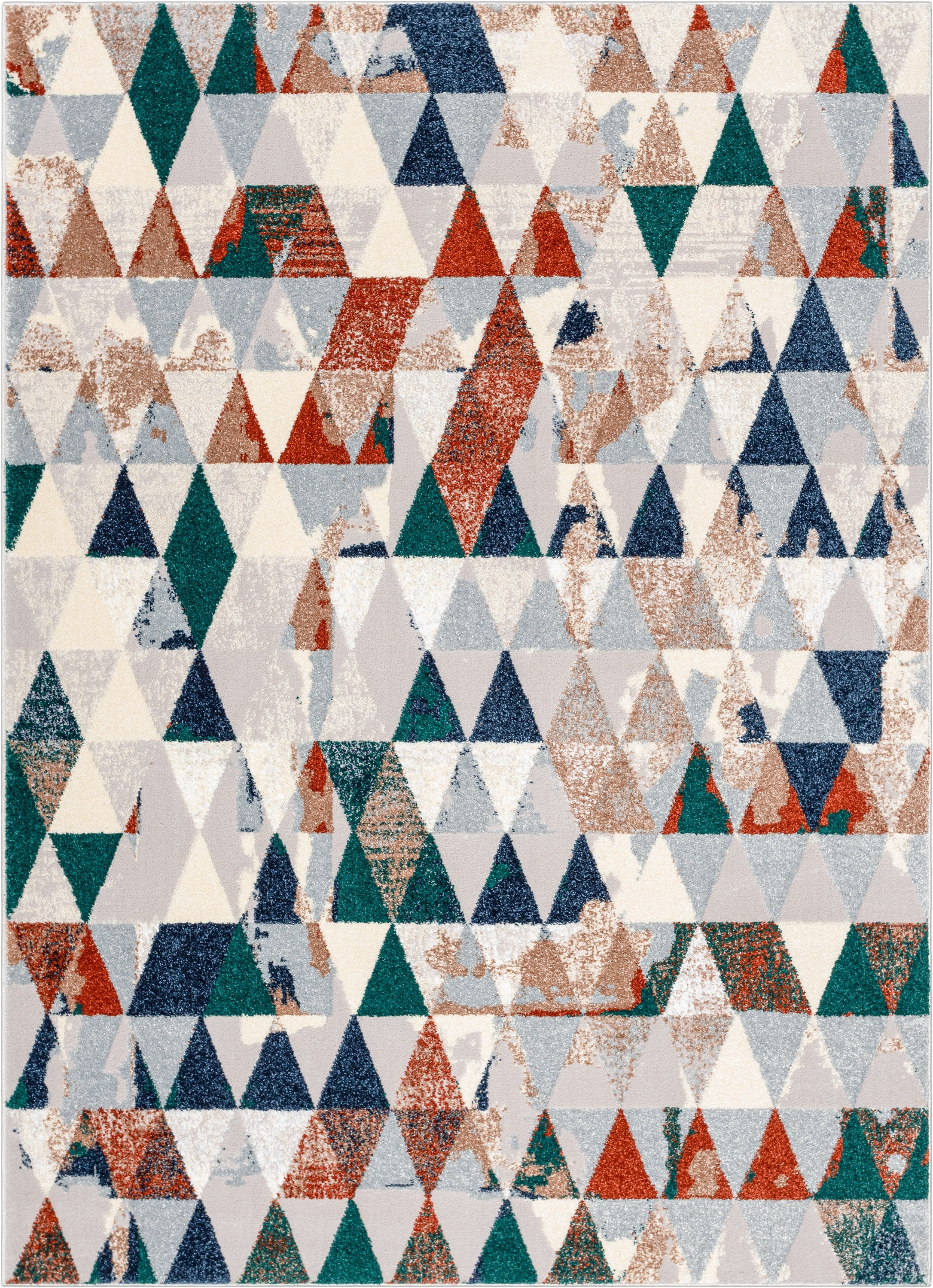 Well Woven Vintage Geometric Area Rug, 7.83' x 9.83', Geometric Pattern In Contemporary Colors, Super Soft-Textured Yarn, Easy To Clean