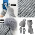 thumbnail image 5 of LOEL Adult Winter Knitted Hat Scarf Touchscreen Gloves Set - Unisex Ribbed Fleece Lined Soft Thick 3PCS Warm Set for Skiing, 5 of 6