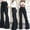 A01-Black, variant on CALAFEBILA Womens Flare Jeans Fashion Full-Length Mid Waist Jeans for Women Denim Pants Versatile Baggy Jeans Women 2025