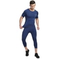 thumbnail image 3 of CoolOMG Men's Compression Shirt Top Baselayer Short Sleeve T-Shirts Sport Tight Shirts Cool Dry Navy Blue X-Small, 3 of 3
