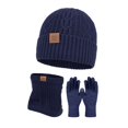 thumbnail image 1 of Winter Knit Warm Wool Scarf Hat Gloves Set Soft Comfortable Three Piece Bib Accessories for Cold Weather, 1 of 2
